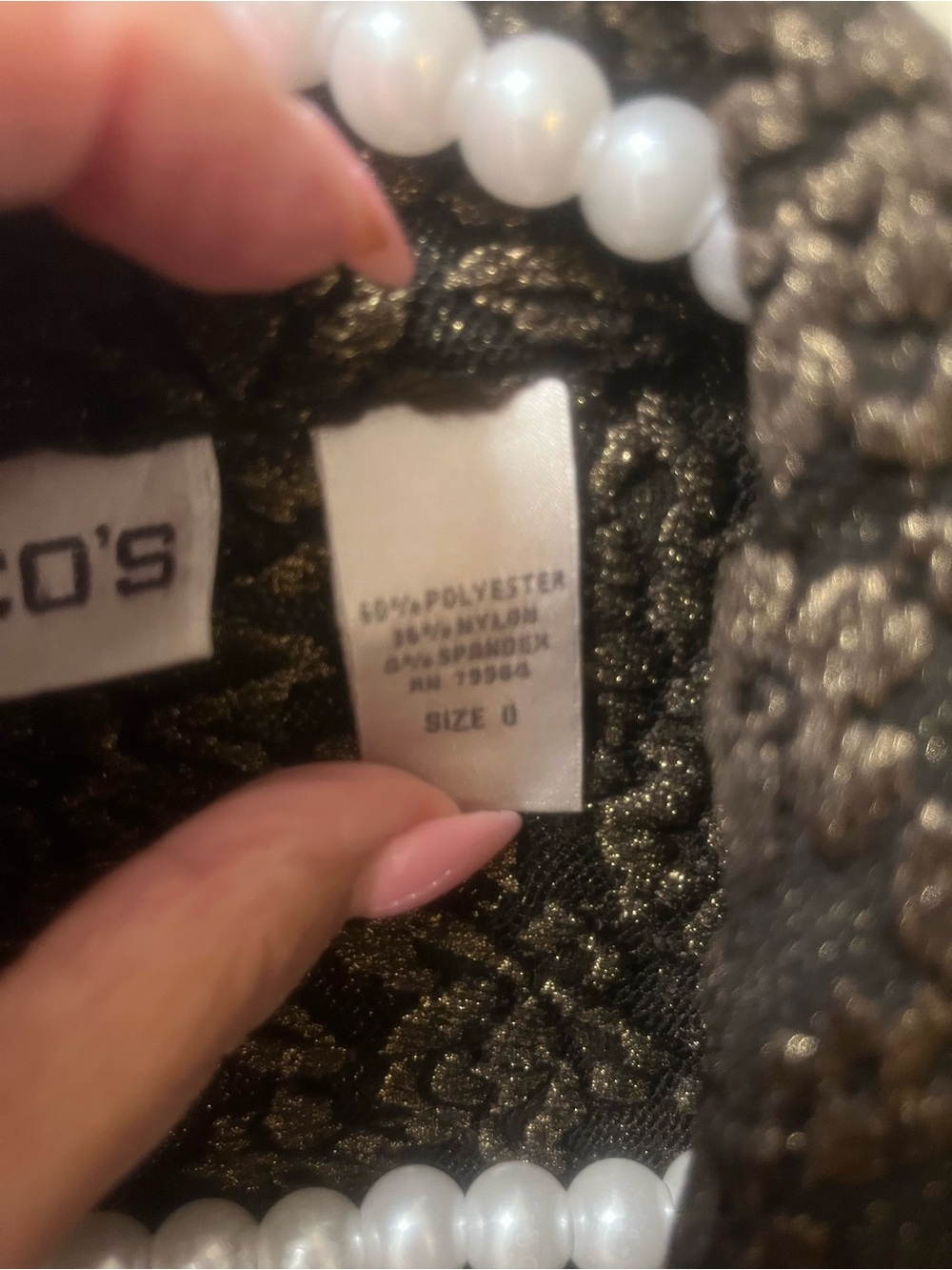 Chico’s Size 0 Bronze Black Metallic Floral Lace Shacket Jacket Button Front - Picture 9 of 9